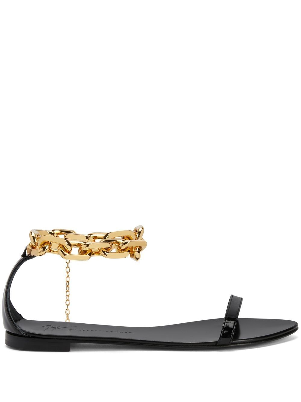 Shop Giuseppe Zanotti Intriigo Chain Flat Sandals In Black