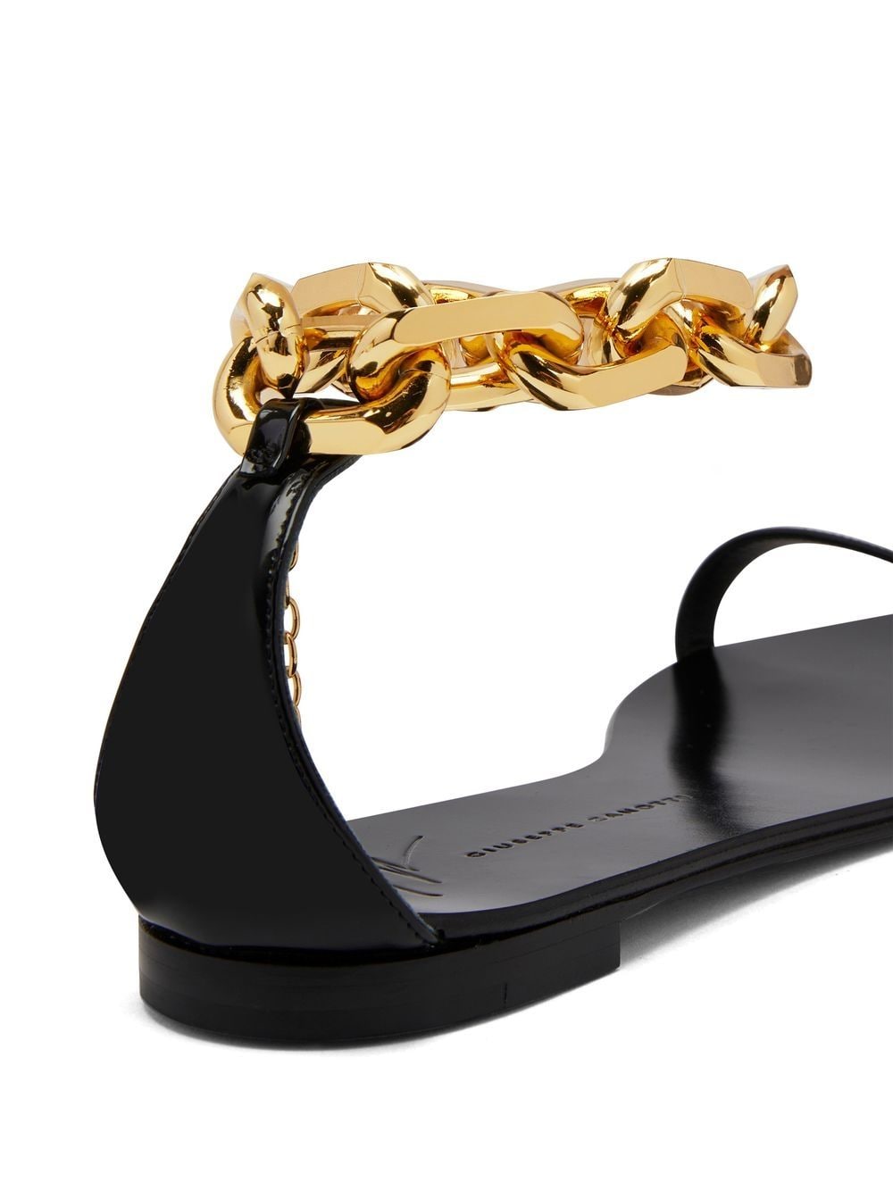 Shop Giuseppe Zanotti Intriigo Chain Flat Sandals In Black