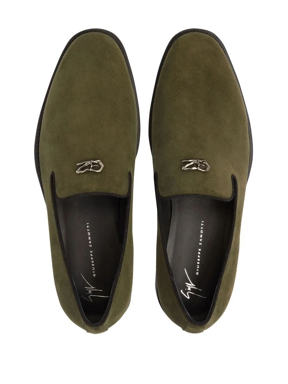 Giuseppe Zanotti Imrham Logo-plaque Suede Loafers In Green