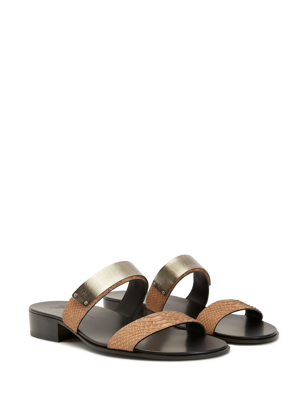 Shop Giuseppe Zanotti Ignazio Double-strap Slide Sandals In Brown