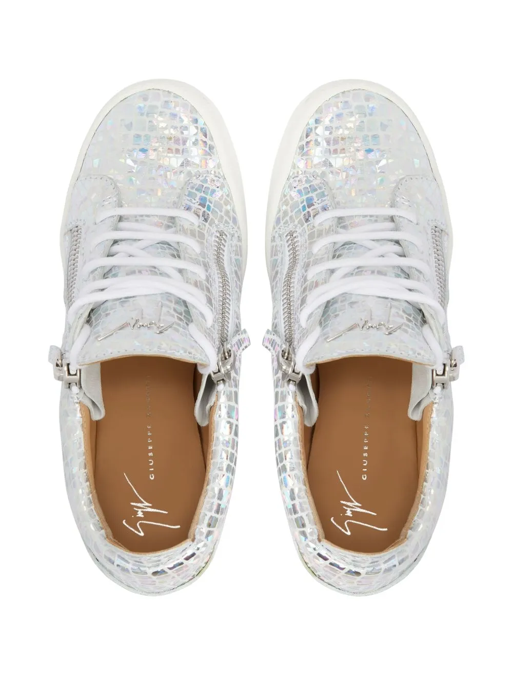 Giuseppe Zanotti Metallic-effect Wedge Trainers In Silver