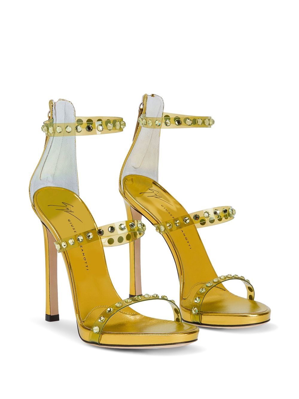 Shop Giuseppe Zanotti Gem-detail High-heeled Sandals In Yellow