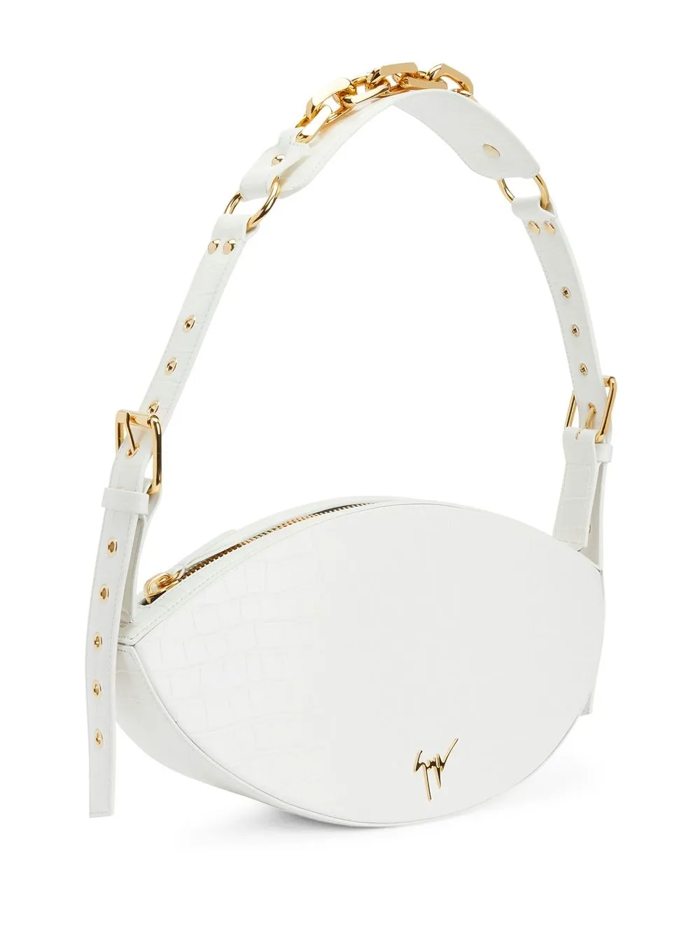 Giuseppe Zanotti Almond Buckle-strap Shoulder Bag In White