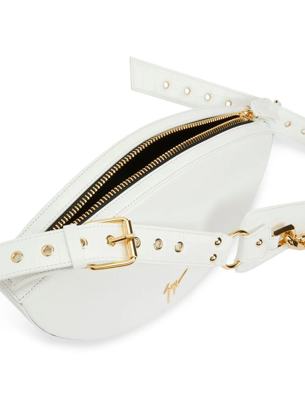 Giuseppe Zanotti Almond Buckle-strap Shoulder Bag In White