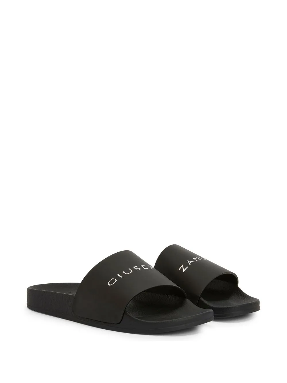 Shop Giuseppe Zanotti Logo-print Sliders In Black