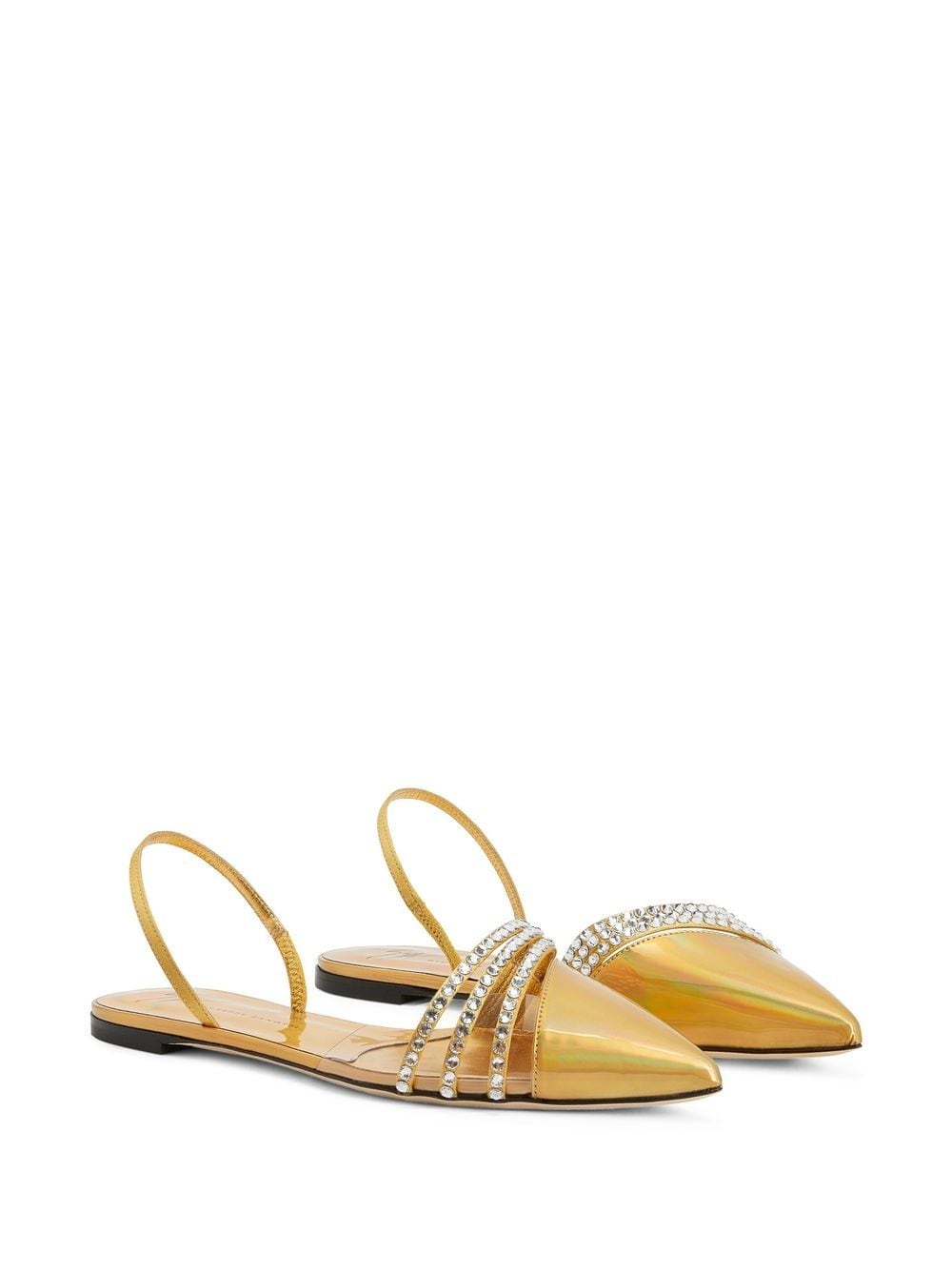 Shop Giuseppe Zanotti Claralie Rhinestone-embellished Slingback Pumps In Gold