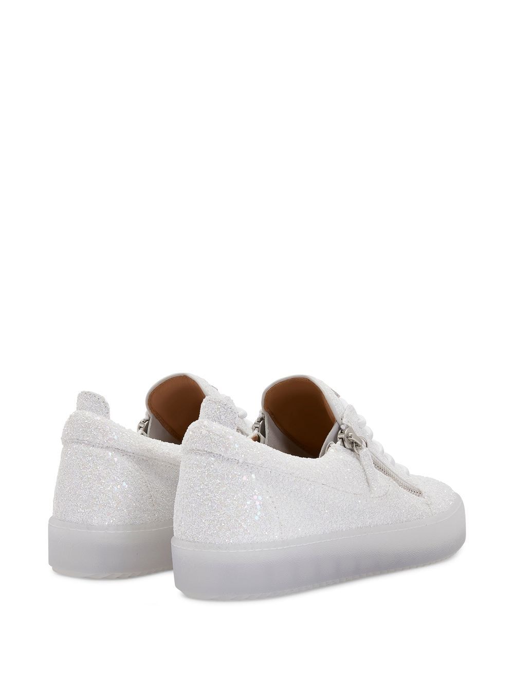 Shop Giuseppe Zanotti Zip-detail Glitter Sneakers In White