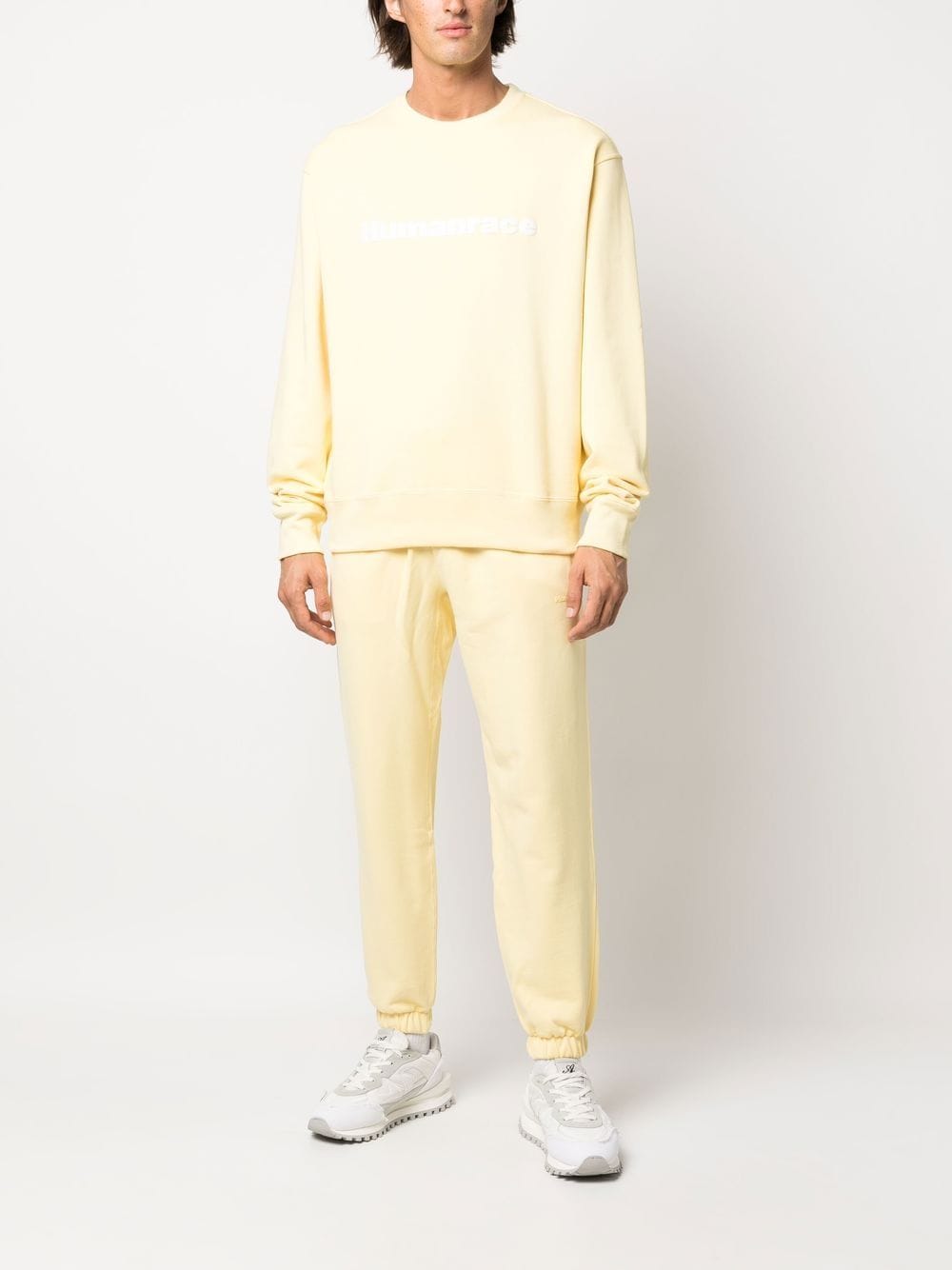 Shop Adidas Originals Slogan-print Crew Neck Sweatshirt In Yellow