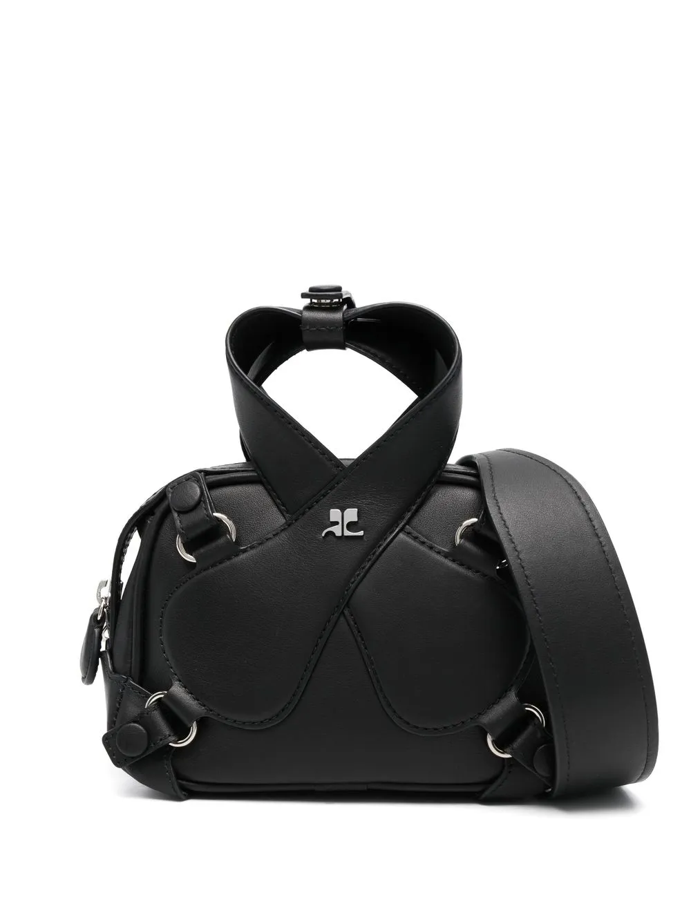 

Courrèges logo-plaque leather tote bag - Negro