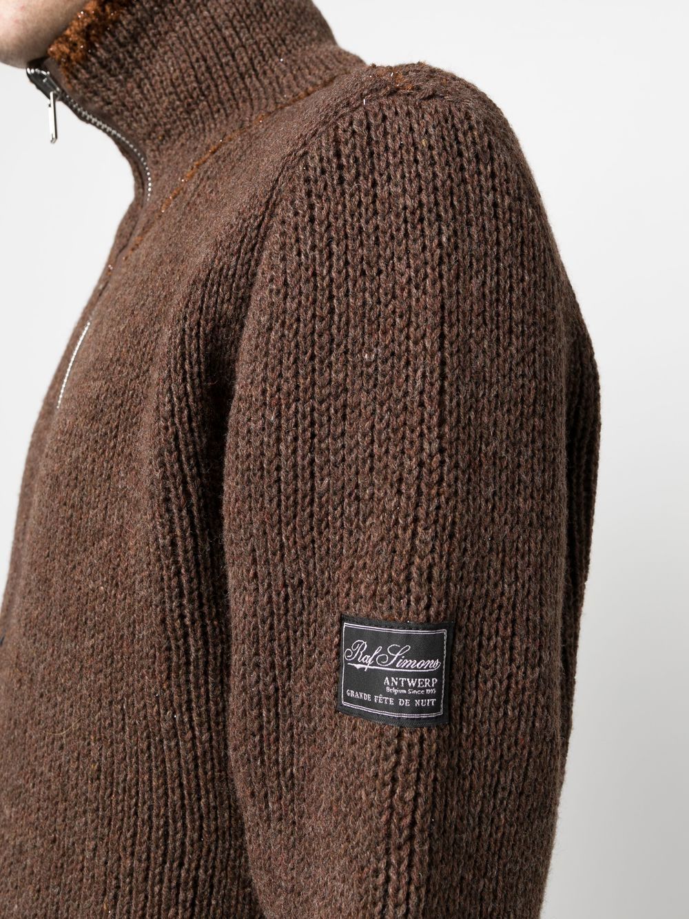 Shop Raf Simons Ribbed-knit Sweatshirt In Brown