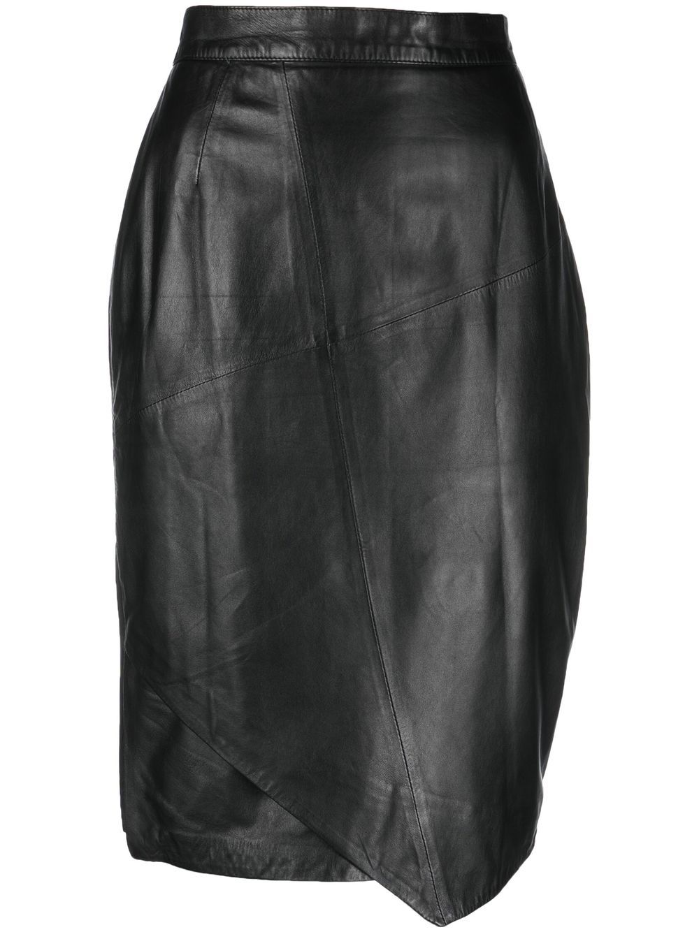 1990s layered leather pencil skirt