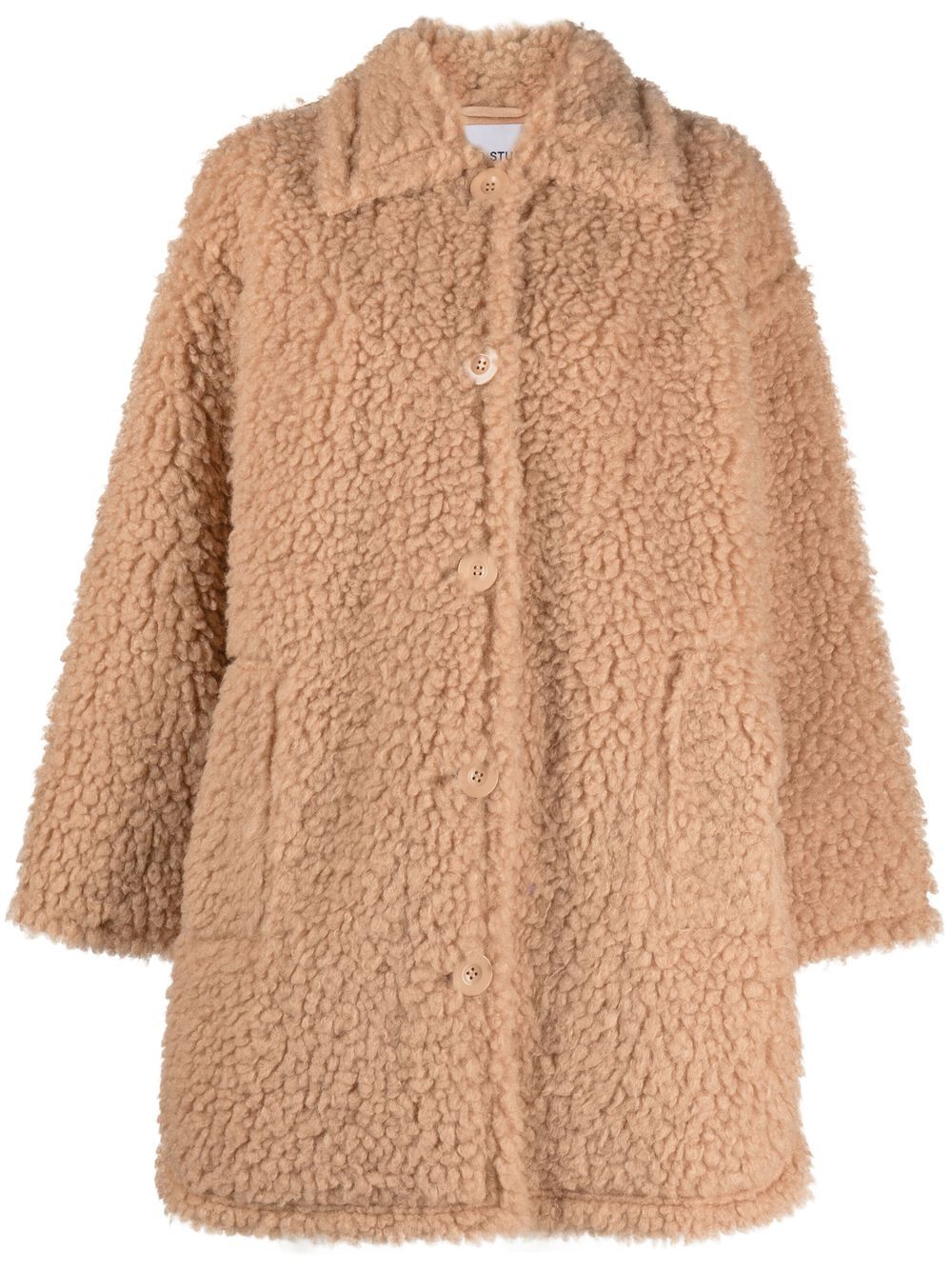 STAND STUDIO FAUX-SHEARLING BUTTON-UP COAT