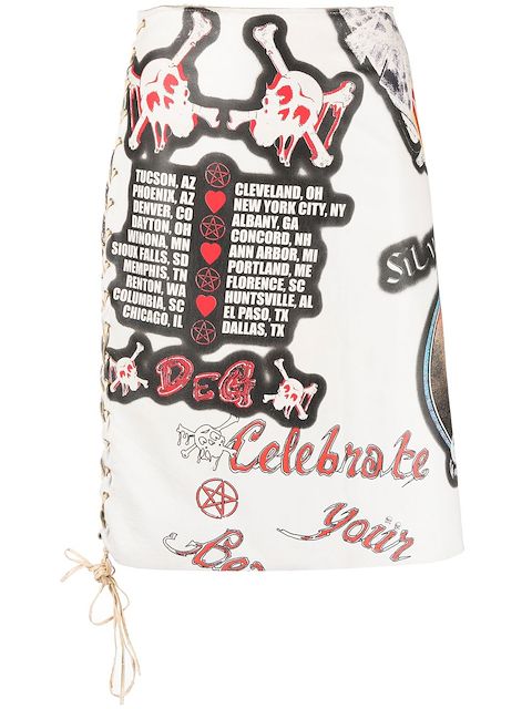 Dolce & Gabbana Pre-Owned 2000s classic rock print leather skirt