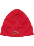 Lacoste logo-patch wool beanie - Red