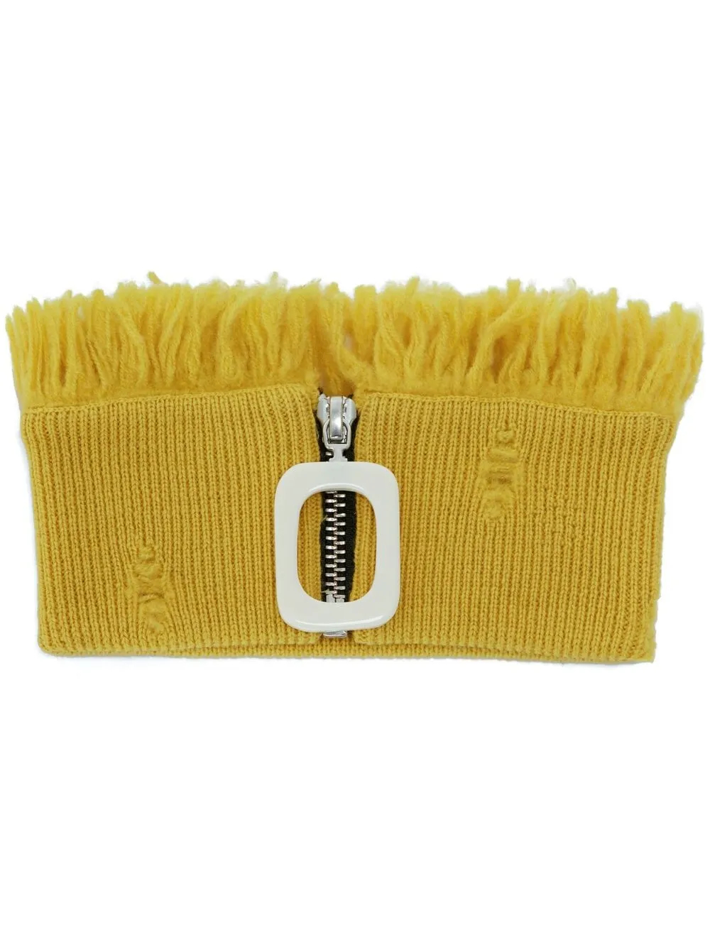 JW ANDERSON FRINGE-DETAIL ZIPPED NECKBAND