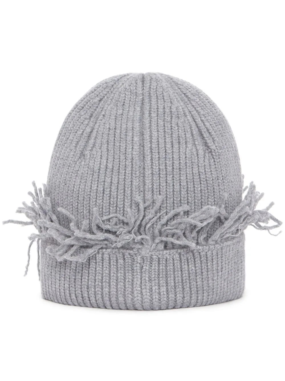 Jw Anderson Fringed-edge Ribbed Beanie In Grey