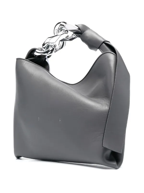 SMALL CHAIN HOBO - LEATHER SHOULDER BAG in black