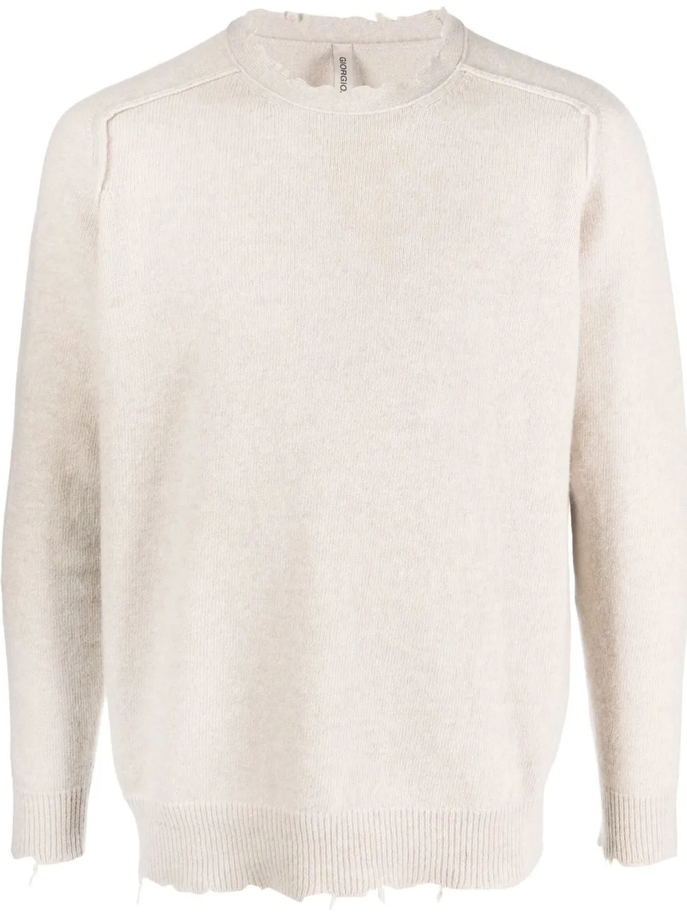

Giorgio Brato crew-neck frayed-edge jumper - Neutrals