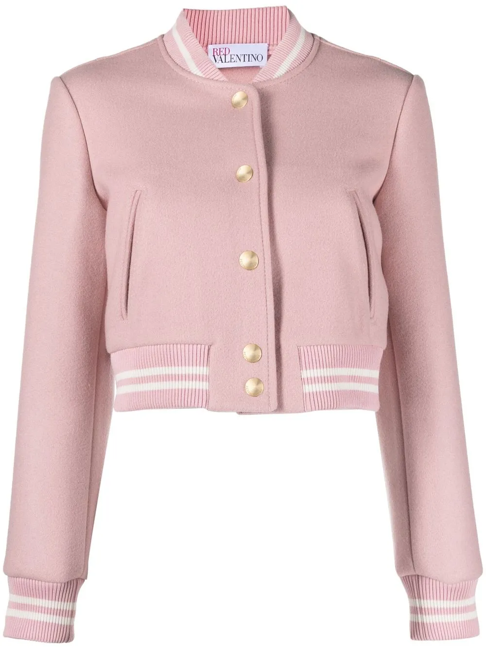 

RED Valentino striped-trim cropped jacket - Pink