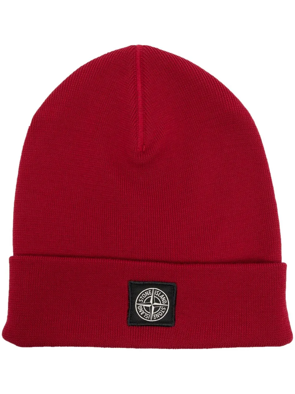 

Stone Island logo-patch wool beanie - Red