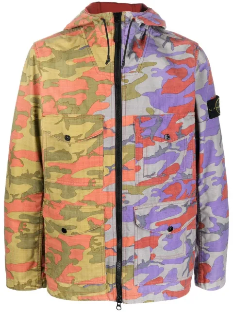 camouflage print hooded jacket