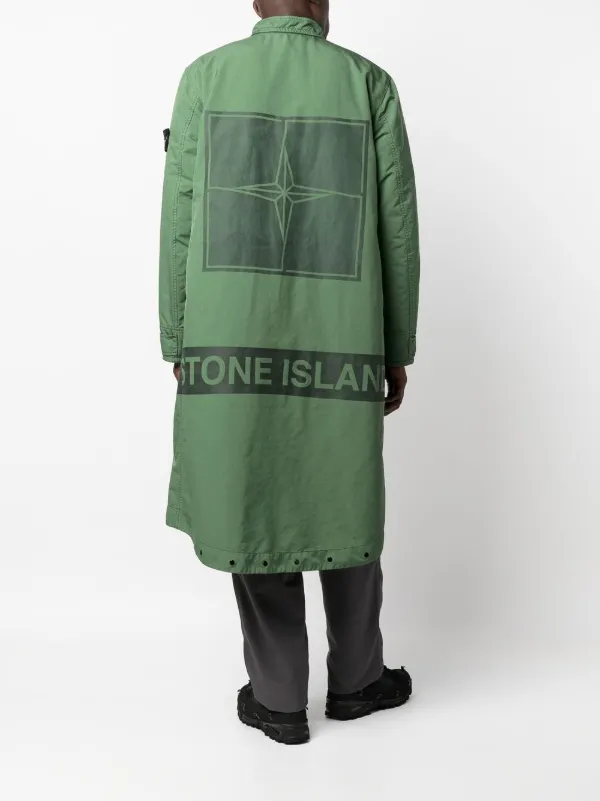 Stone Island Logo Print Raincoat | Green | FARFETCH