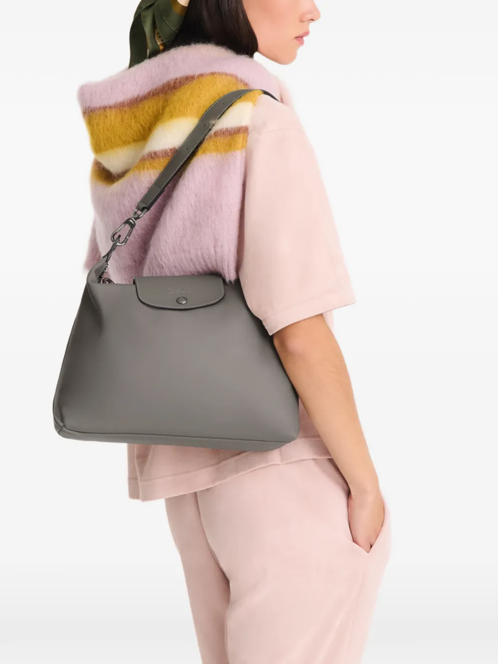 Longchamp Le Pliage Schultertasche   Grau 