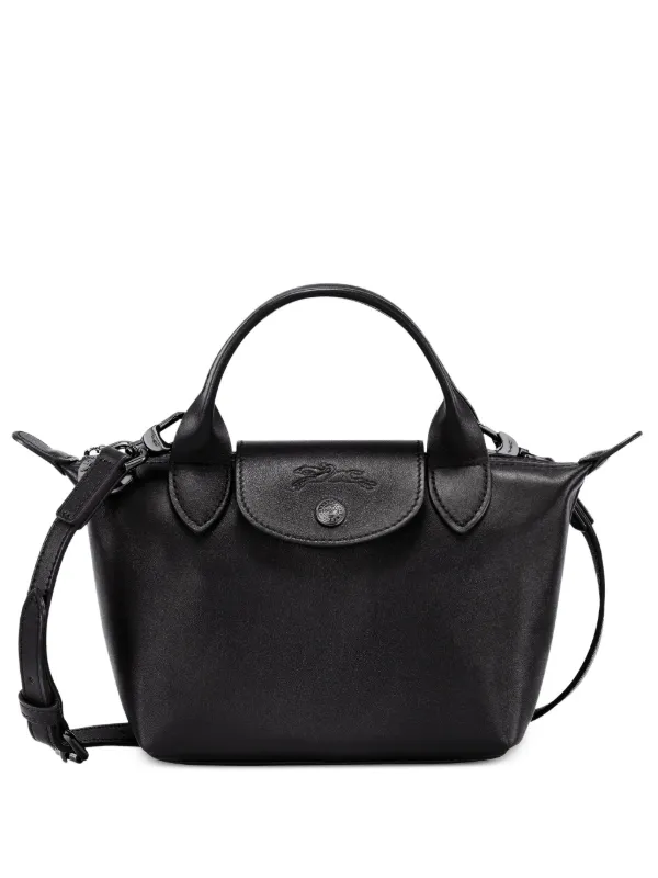 Longchamp レザー ハンドバッグ ブラック Longchamp Le Pliage レザーハンドバッグ ミニ | ブラック | FARFETCH JP