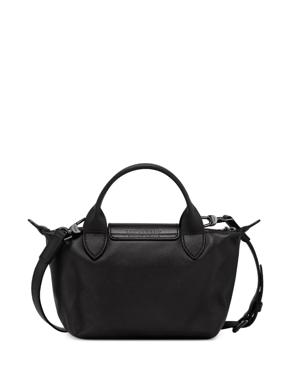  Longchamp Mini Le Pliage Leather Mini Tote Bag - Black 
