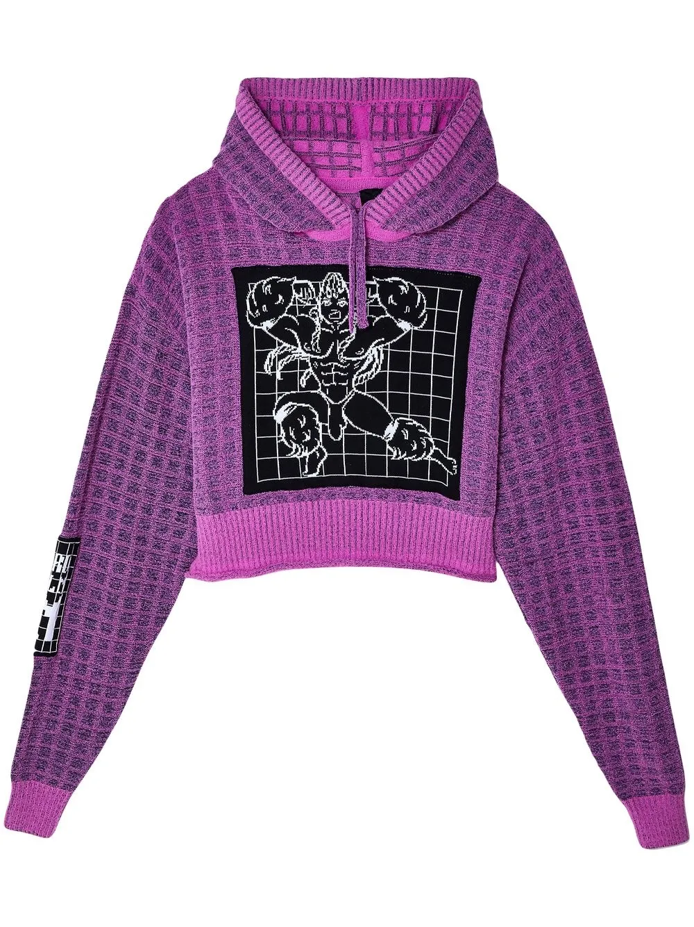 

Bernhard Willhelm panelled knitted hoodie - Purple