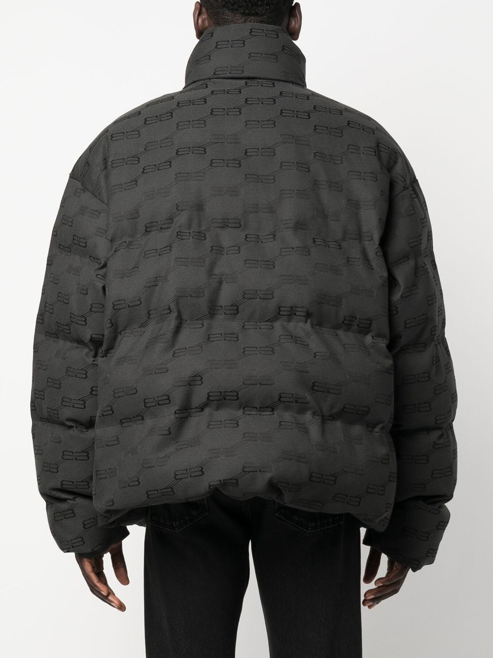 Shop Balenciaga Bb Monogram-print Puffer Jacket In Black