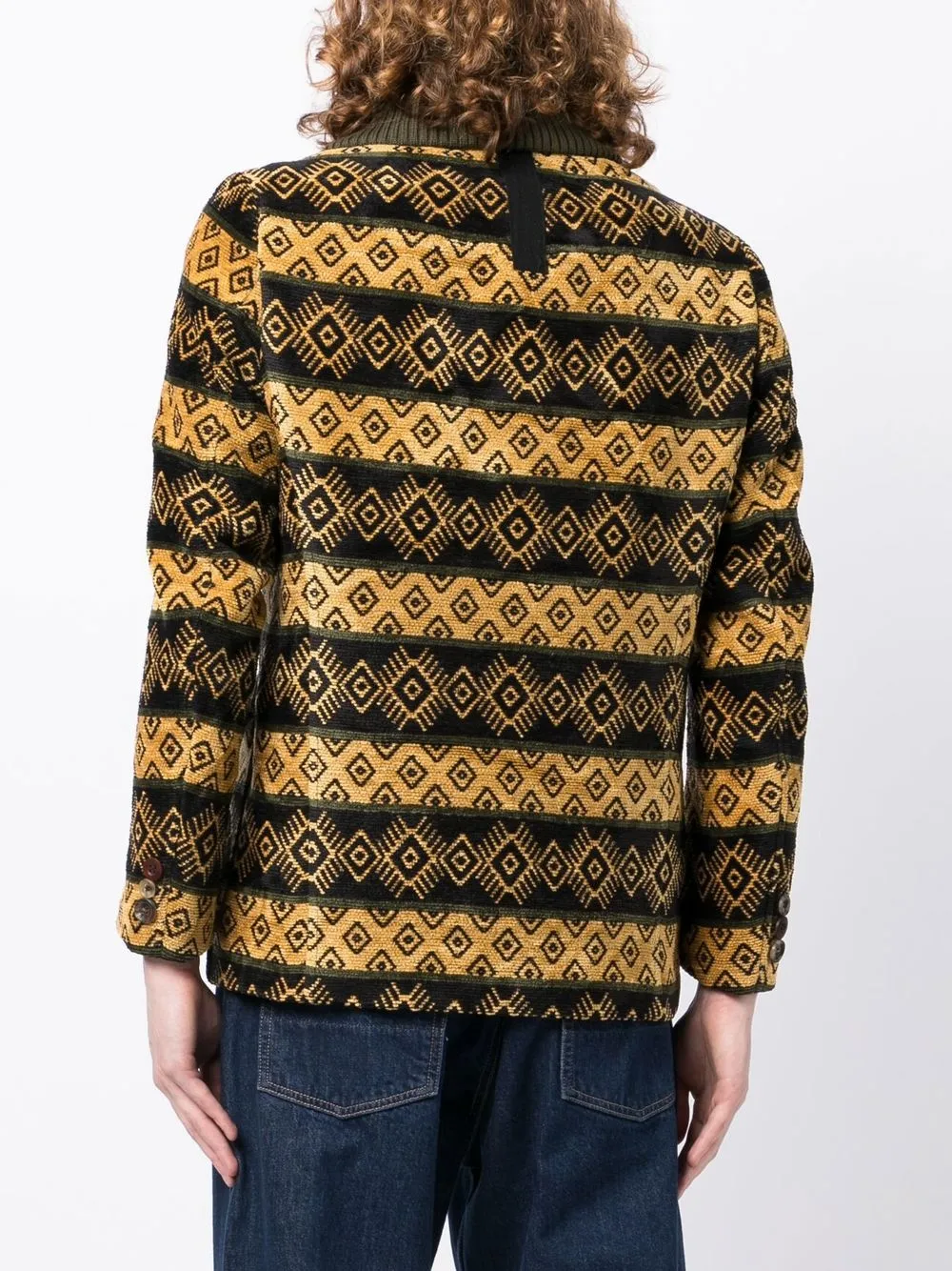 Geometric-Pattern Shawl-Lapel Jacket