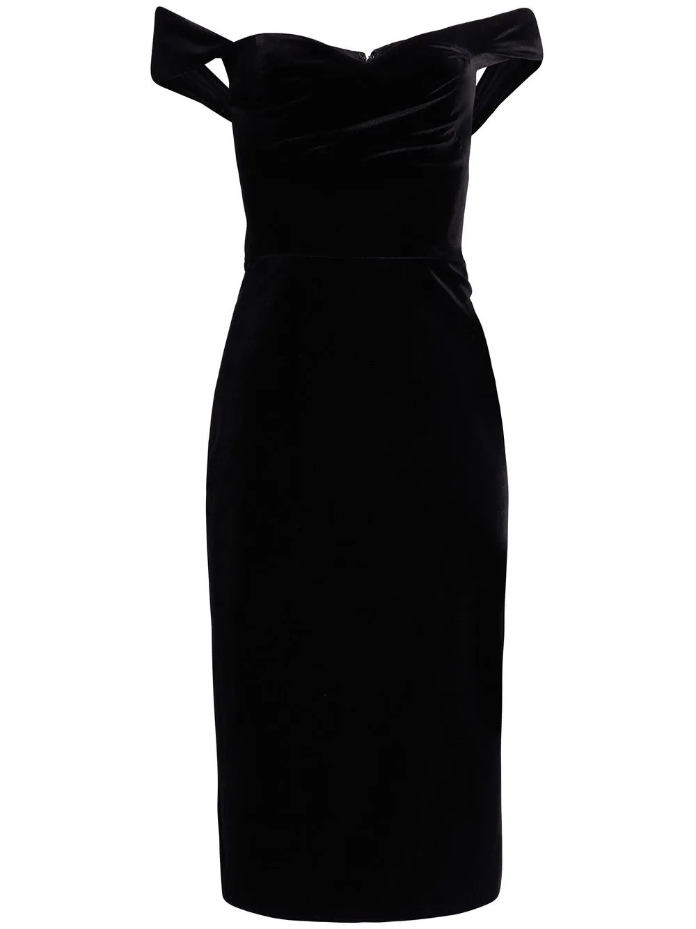 

Marchesa Notte off-shoulder velvet pencil dress - Black