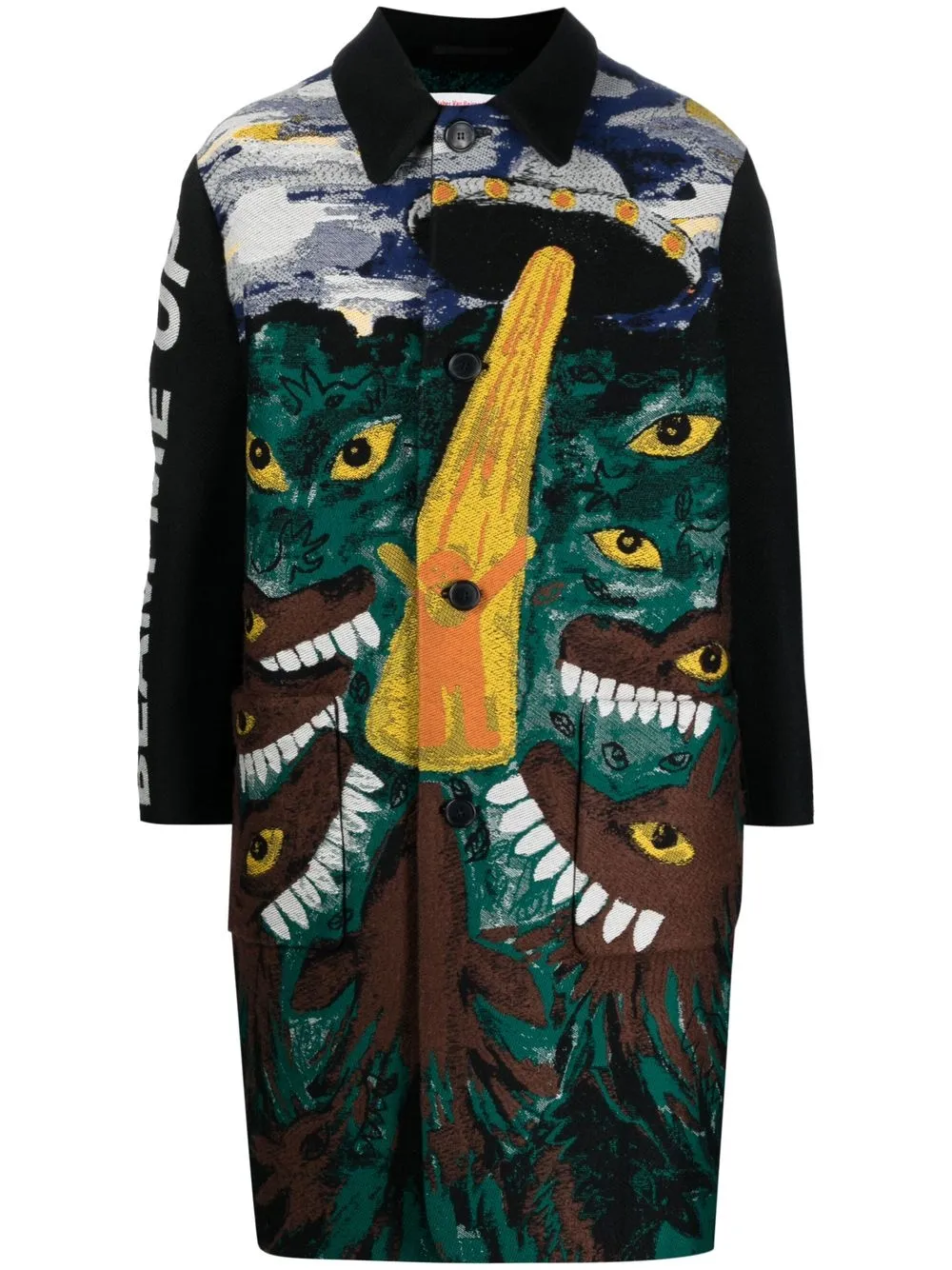 

Walter Van Beirendonck graphic-print single-breasted coat - Black