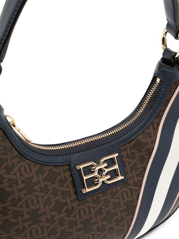 Bally Two Tone Brown Monogram Canvas and Leather Zip Crossbody Bag