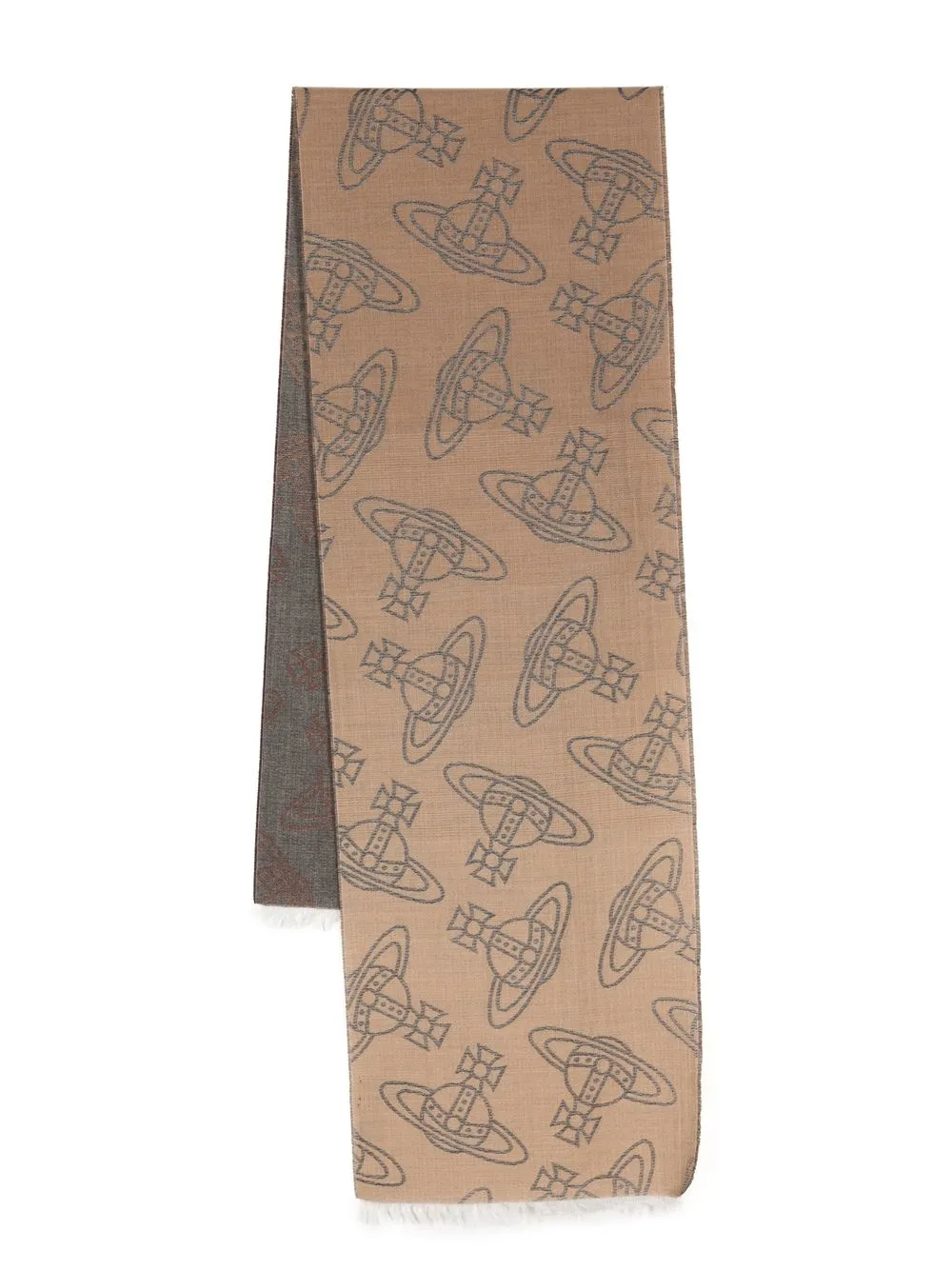 

Vivienne Westwood Orb logo-print knit scarf - Grey
