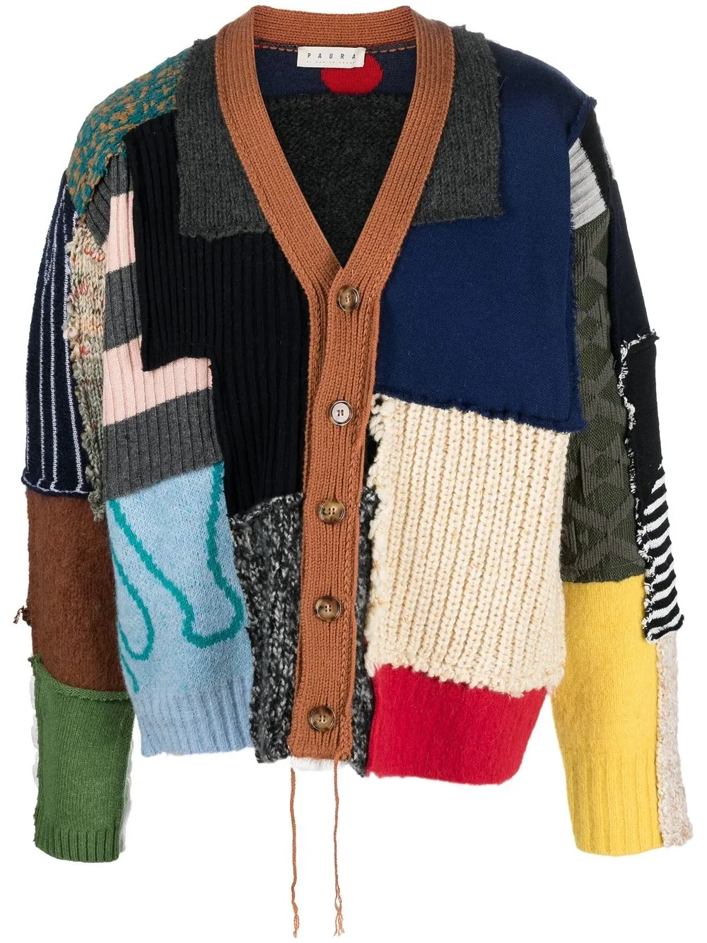 

Paura button-up patchwork cardigan - Grey