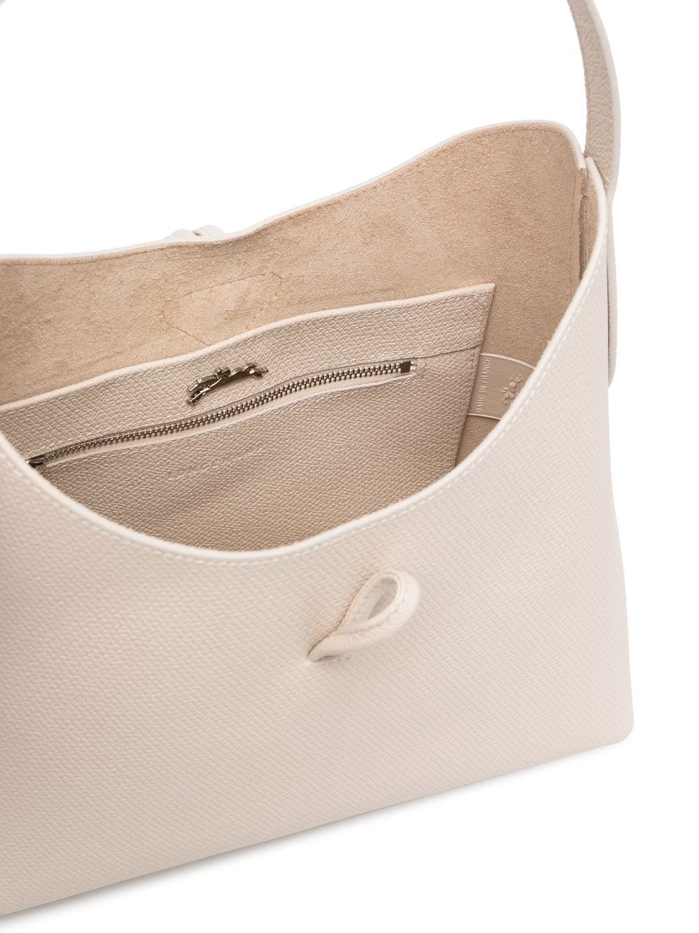 Shop Longchamp Medium Roseau Leather Shoulder Bag In Neutrals