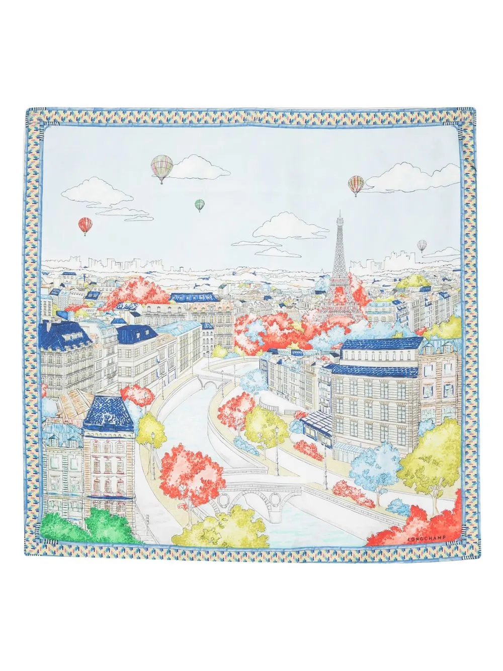 

Longchamp printed silk scarf - Blue