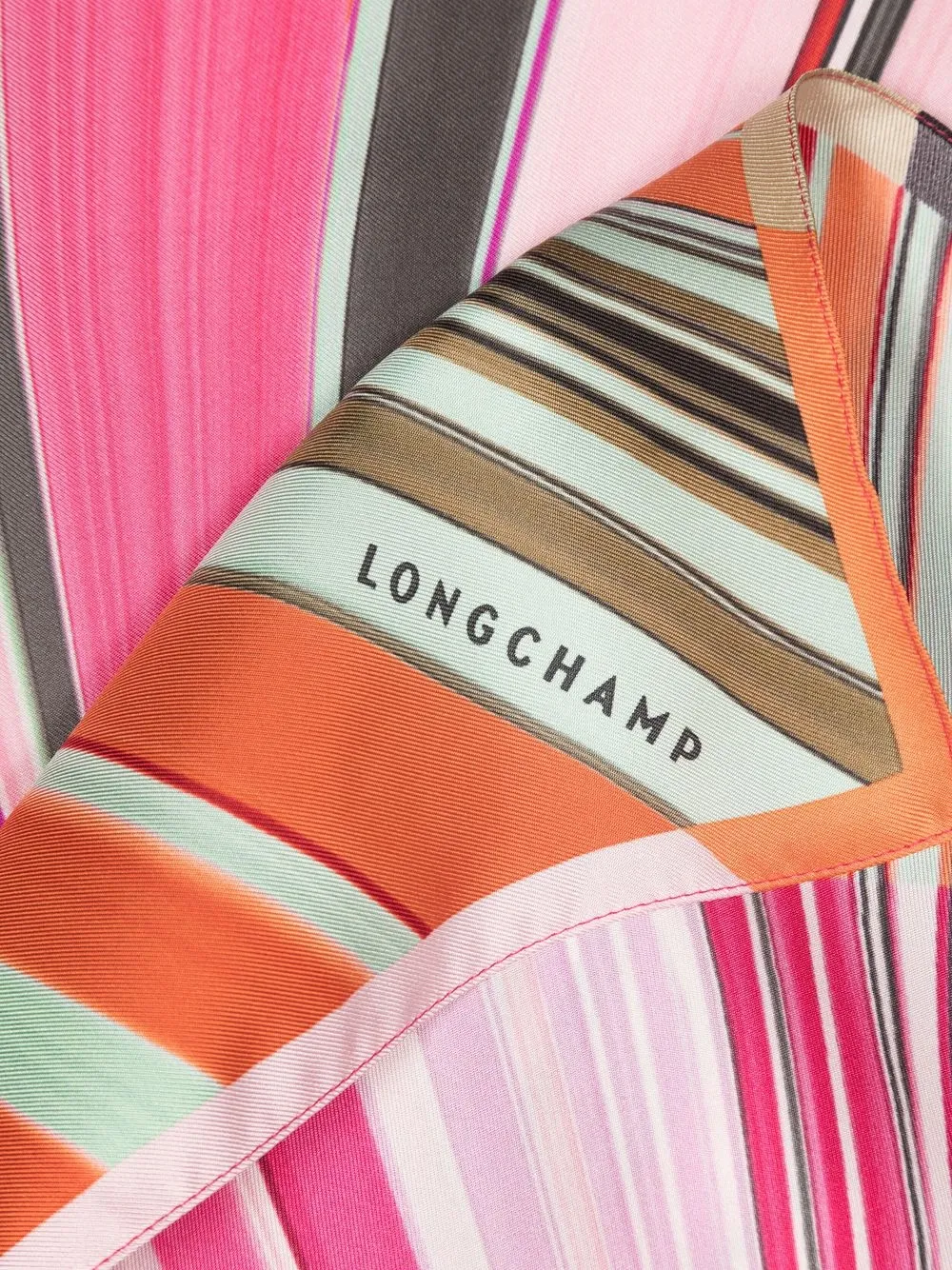 LONGCHAMP 大面积条纹真丝围巾