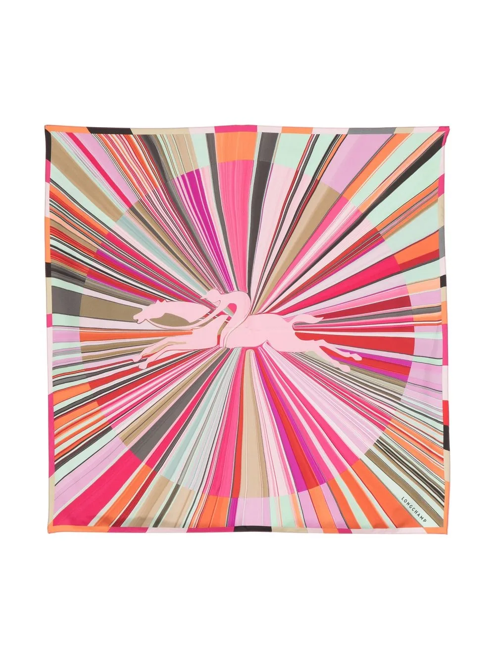 

Longchamp all-over striped silk scarf - Pink