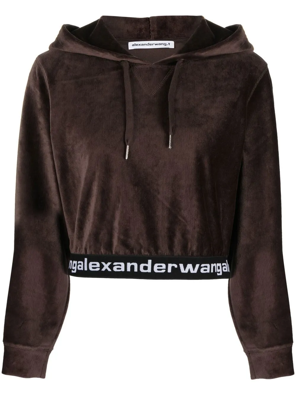 

Alexander Wang logo-underband velvet hoodie - Brown