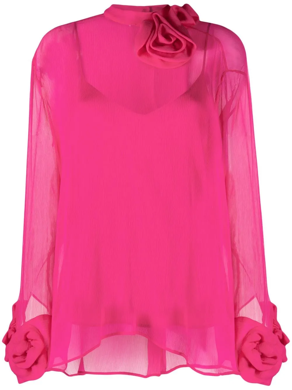 

Ermanno Scervino floral-embellished silk blouse - Pink