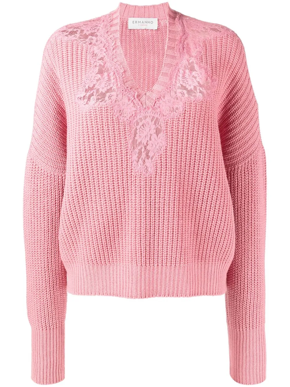 

ERMANNO FIRENZE lace-insert knitted jumper - Pink