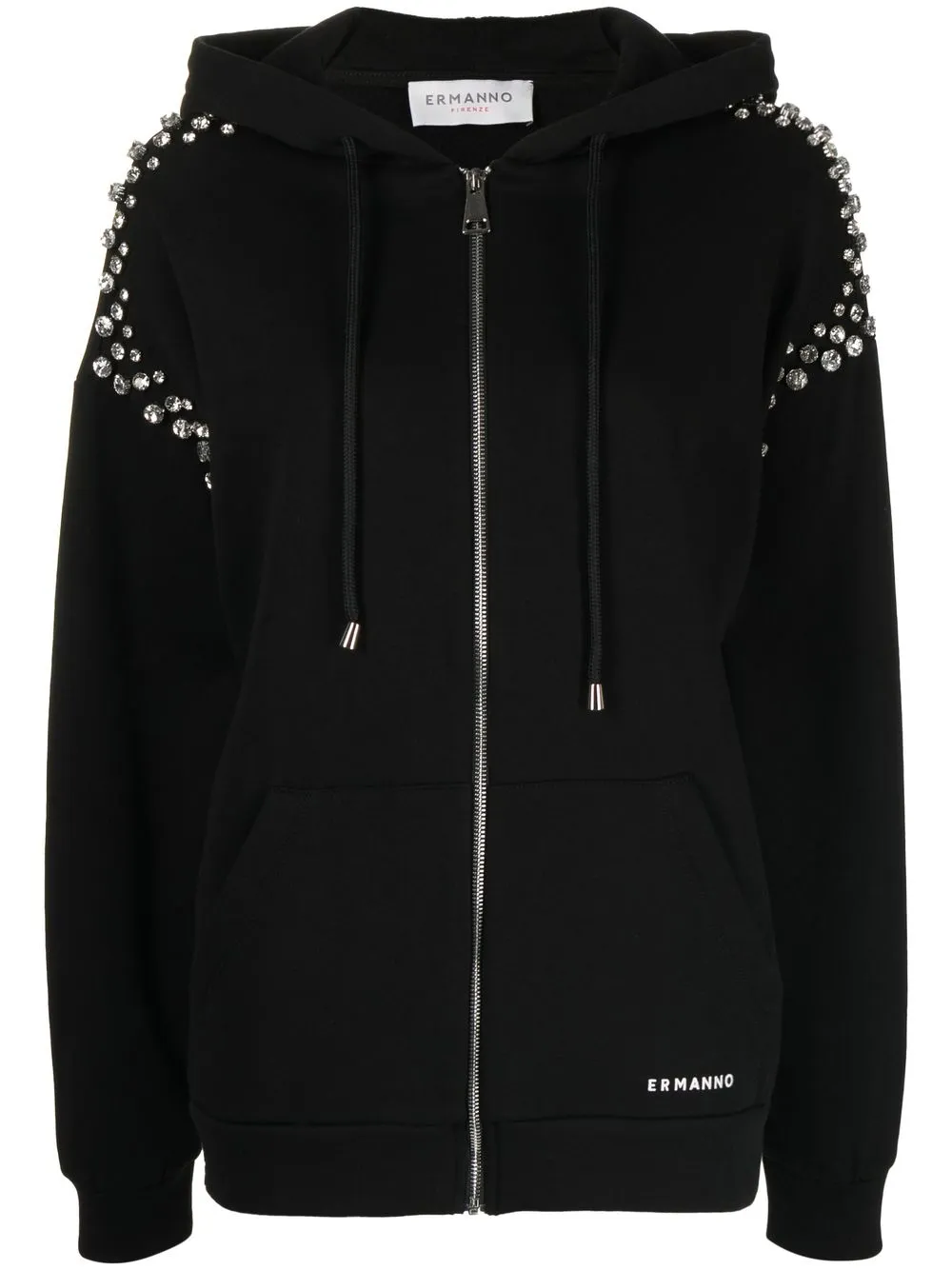 

ERMANNO FIRENZE crystal-embellished zipped hoodie - Black