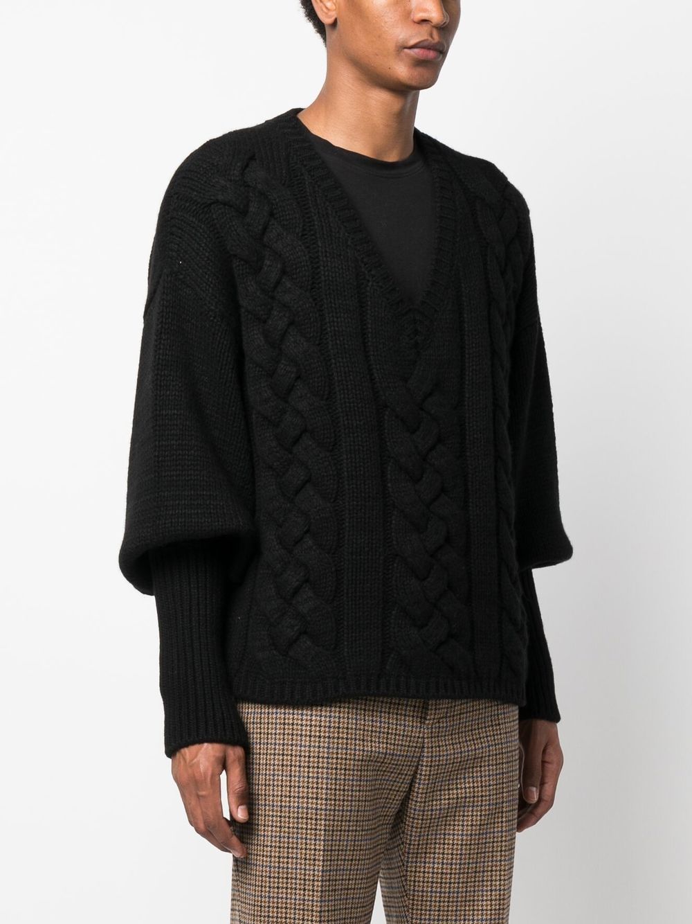 Shop Ramael Cable-knit V-neck Sweater In Black