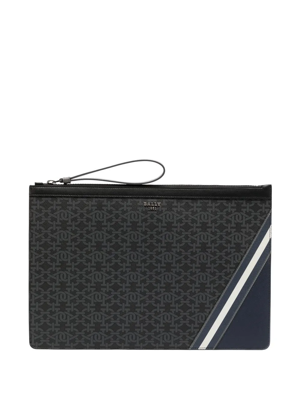 

Bally monogram print leather clutch bag - Black