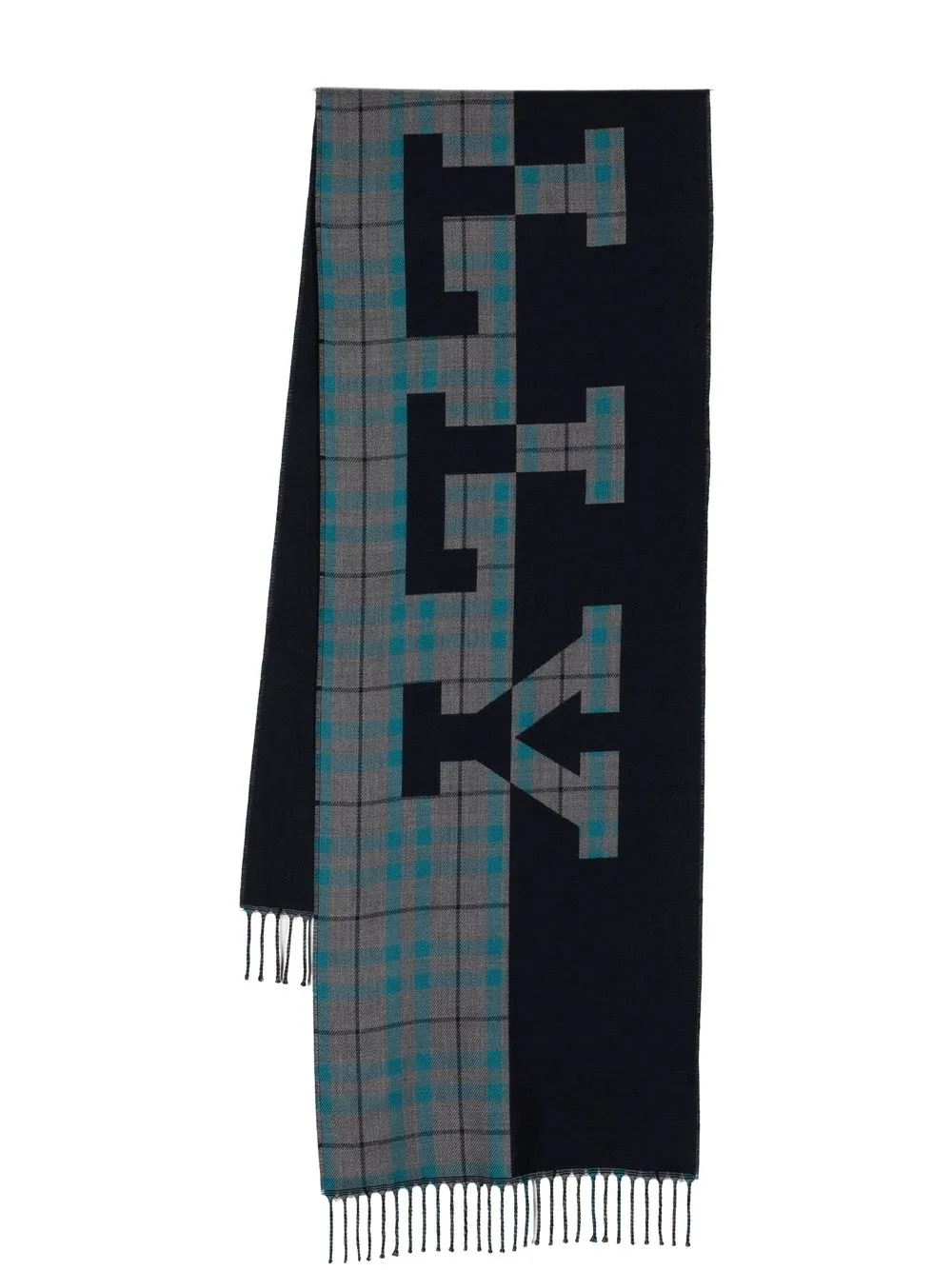 

Bally logo intarsia two-tone wool scarf - Blue