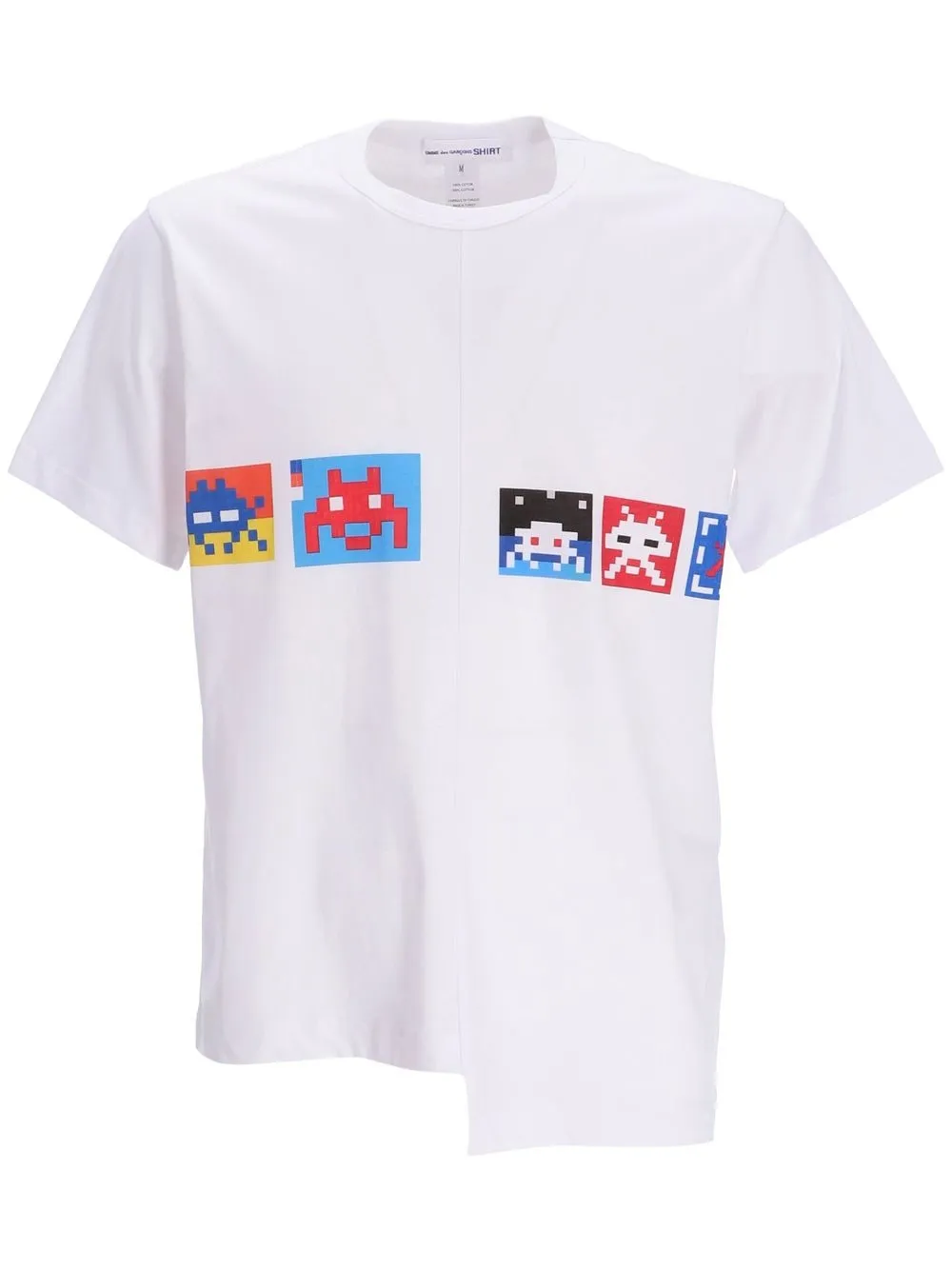 

Comme Des Garçons asymmetric pixel-print T-shirt - White