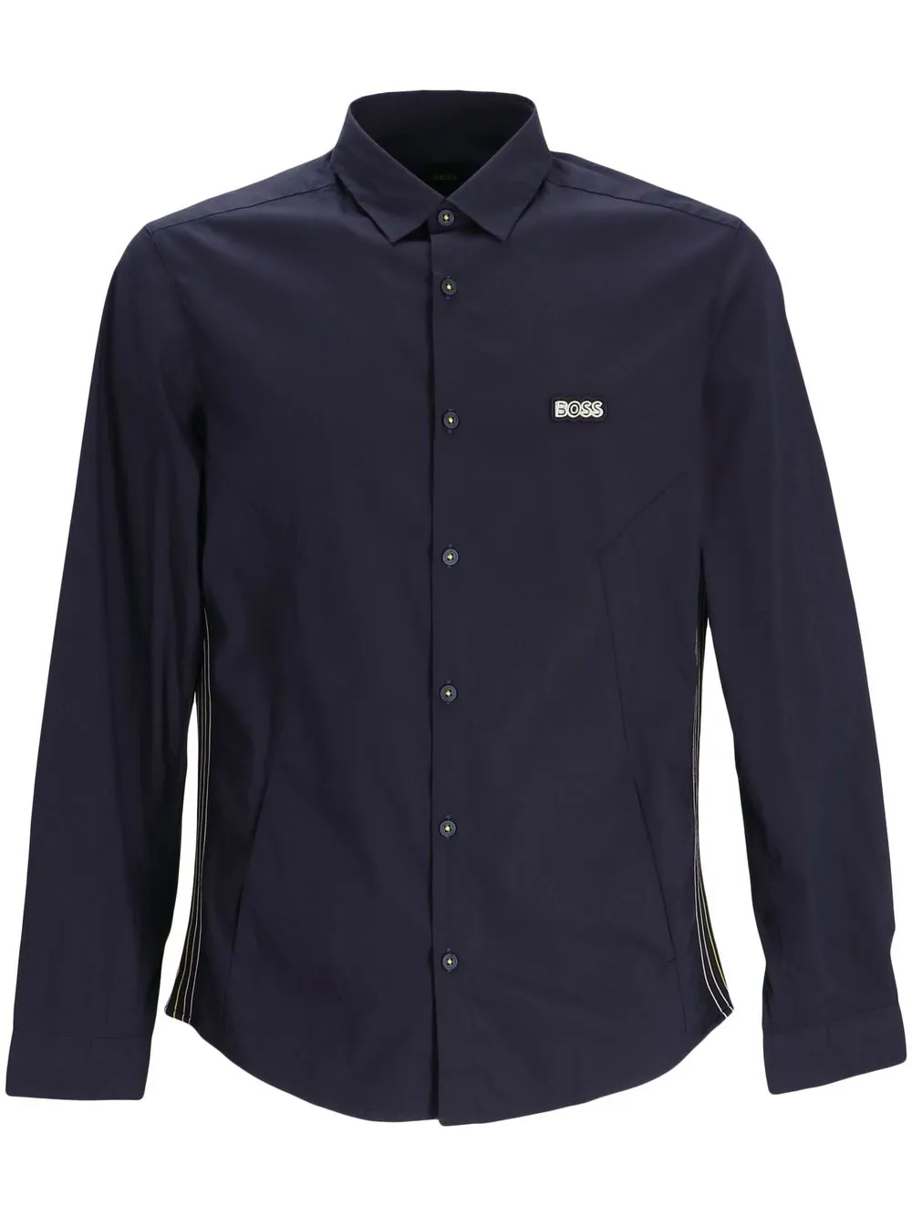 

BOSS side-stripe logo-patch shirt - Blue